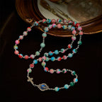 6mm Pastel UV-Glow Rosary Bracelet: Pastel Hues & Illuminated Devotion