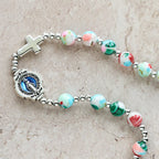 6mm Pastel UV-Glow Rosary Bracelet: Pastel Hues & Illuminated Devotion