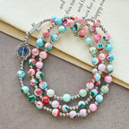 6mm Pastel UV-Glow Rosary Bracelet: Pastel Hues & Illuminated Devotion