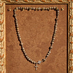 6mm UV-Glow Flame Stone Rosary Bracelet: Ashy Texture & Illuminated Devotion