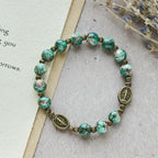 Vintage Red Green Glass Bracelet with Miraculous Medal: Faith & Grace Reminder for Daily Wear