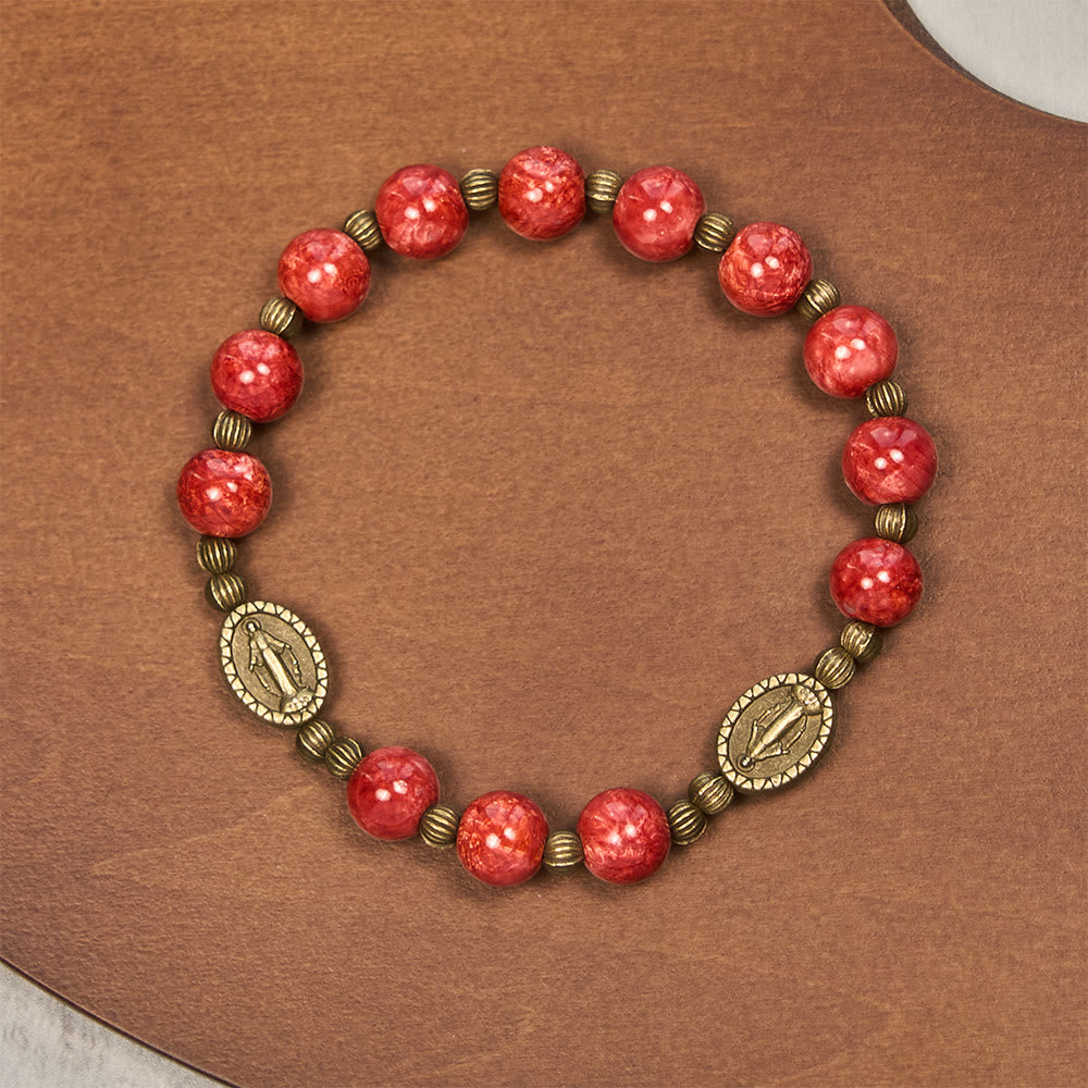 Oil-Painting Glass Rosary, Bracelet: Faith & Grace Reminder for Quiet Moments