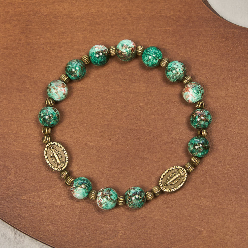 Oil-Painting Glass Rosary, Bracelet: Faith & Grace Reminder for Quiet Moments