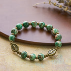 Oil-Painting Glass Rosary, Bracelet: Faith & Grace Reminder for Quiet Moments