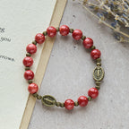 Oil-Painting Glass Rosary, Bracelet: Faith & Grace Reminder for Quiet Moments