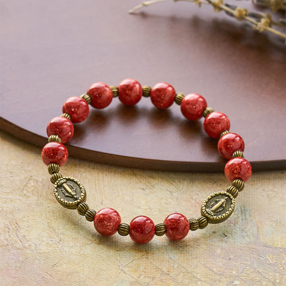 Oil-Painting Glass Rosary, Bracelet: Faith & Grace Reminder for Quiet Moments
