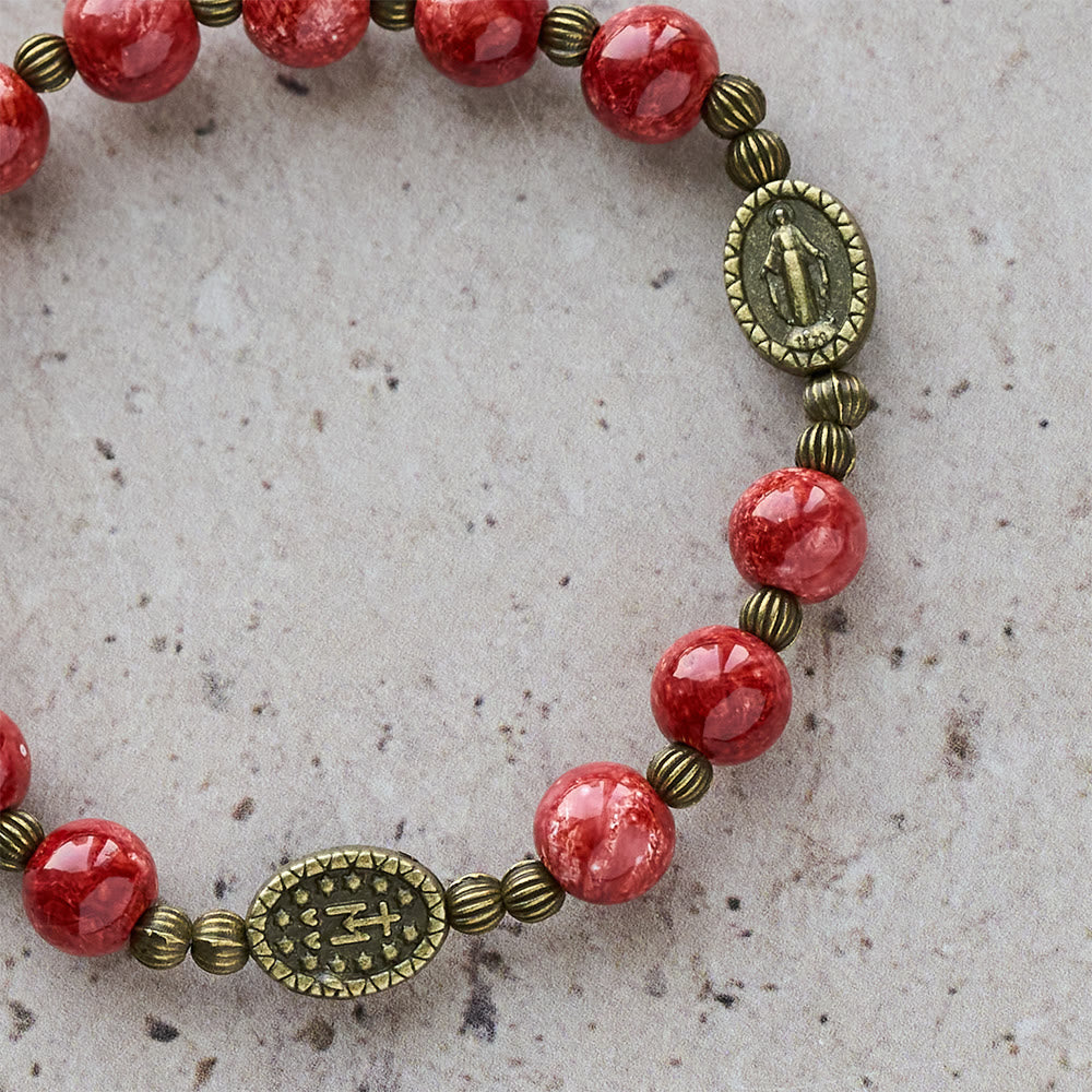 Oil-Painting Glass Rosary, Bracelet: Faith & Grace Reminder for Quiet Moments