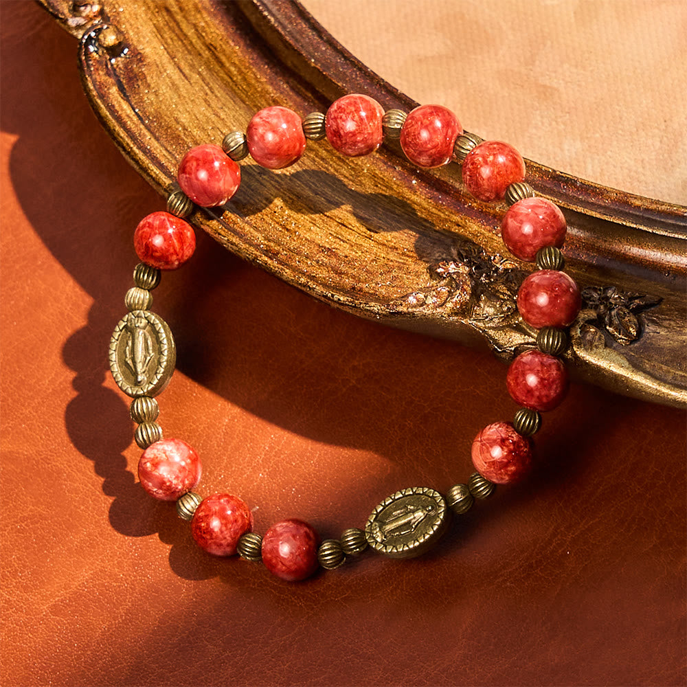 Oil-Painting Glass Rosary, Bracelet: Faith & Grace Reminder for Quiet Moments