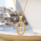 Cross & Shimmering Oval Necklace: Quiet Reminders of His Love