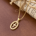 Cross & Shimmering Oval Necklace: Quiet Reminders of His Love