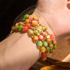 Rainbow Glow Vibrant Faith Rosary Bracelet: Colorful Beads & Sacred Golden Our Lady
