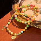 Rainbow Glow Vibrant Faith Rosary Bracelet: Colorful Beads & Sacred Golden Our Lady