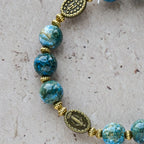 Vintage 10mm Blue Oil-Paint Devotion Bracelet with Miraculous Medal