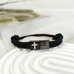 American Flag & Cross Bracelet with Card: Practical Faith Wrapped in Meaning