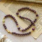 Perilla Wood Multi-Layer Rosary Bracelet with Earthy Beads & Sacred Our Lady