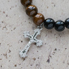 Multi-Natural Stone Faith Bracelet with Assorted Stones & Cross: Faith That Shines Naturally