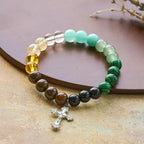 Multi-Natural Stone Faith Bracelet with Assorted Stones & Cross: Faith That Shines Naturally
