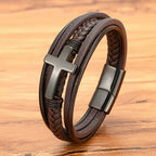 Braided Cross Leather Bracelet: Steady Grace for Everyday Wrists