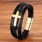 Braided Cross Leather Bracelet: Steady Grace for Everyday Wrists