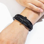 Three-Style Cross Leather Bracelet: Personalized Faith in Every Strand