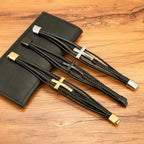 Three-Style Cross Leather Bracelet: Personalized Faith in Every Strand