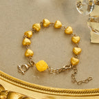 Yellow Heart Bead Rosary & Bracelet Set: Tender Companion of Daily Grace