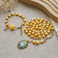 Yellow Heart Bead Rosary & Bracelet Set: Tender Companion of Daily Grace
