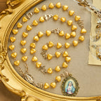 Yellow Heart Bead Rosary & Bracelet Set: Tender Companion of Daily Grace