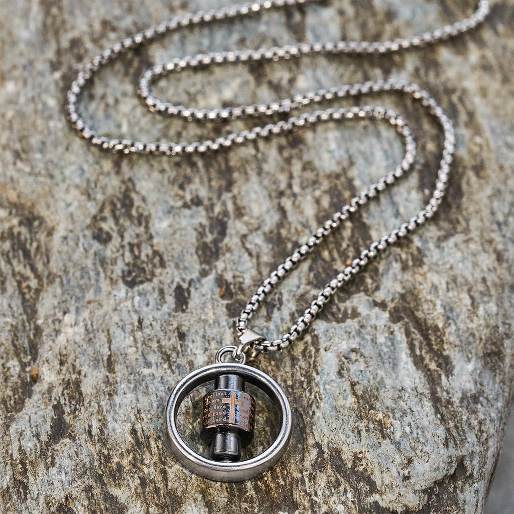 Rotating Cross Scripture Necklace: Constant Faith Companion for Wearers