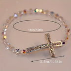 White & Peacock Blue Cross Bracelet: Belief Wrapped in Shimmer