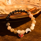 Night-to-Day Tidal Gradient Bracelet with Red Heart Cross: Faith That Never Fades