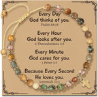 Natural Stone & Cross Bracelet with Bible Card Series: Tender Devotion for Special Moments