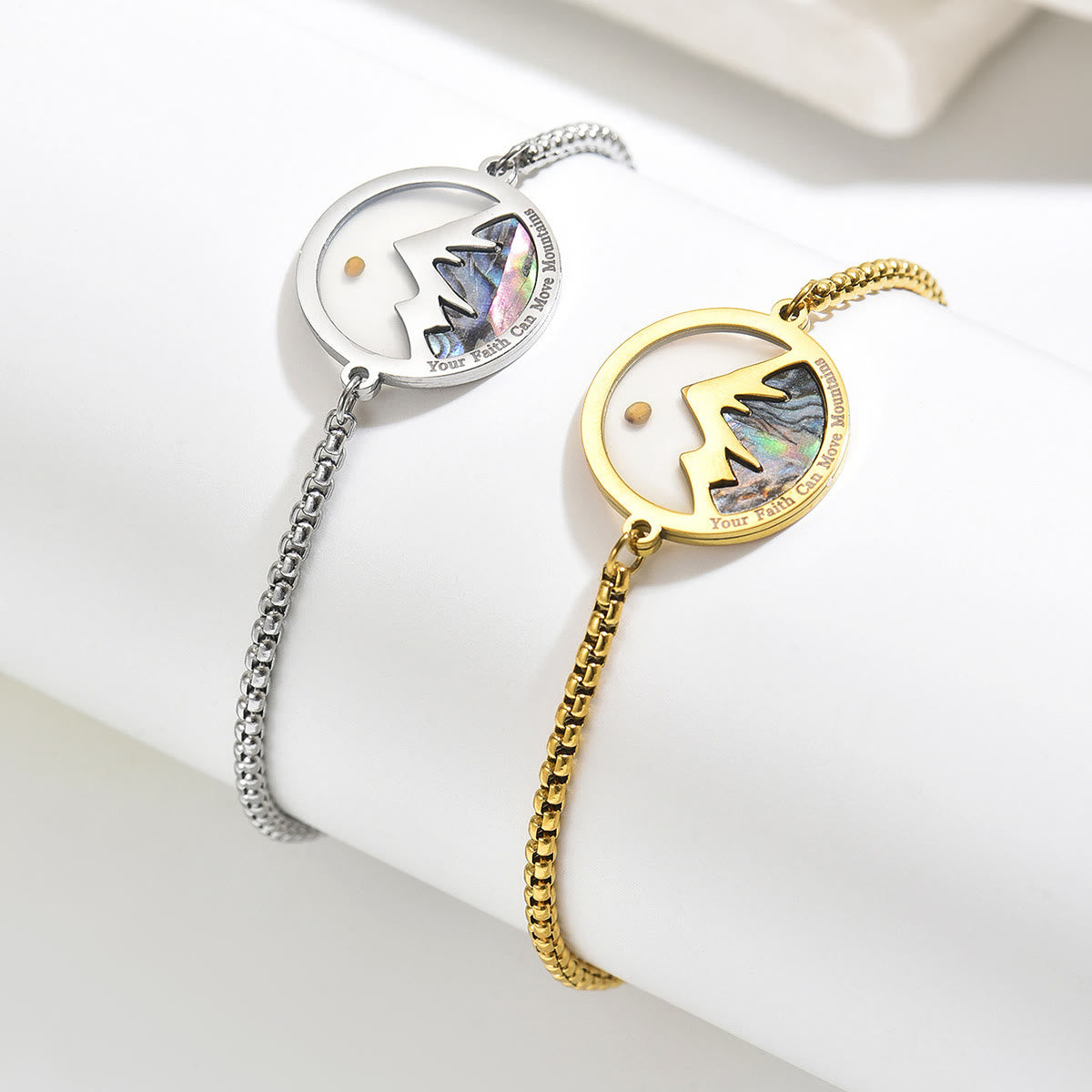 2-Color Mustard Seed & Mountain Bracelet: Steadfast Faith for Daily Wear