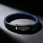 Joshua 1:9 Woven Leather Cross Bracelet: Bold Courage for Daily Wear