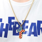 Tri-Color Cross Necklace with American Flag & Scripture: A Patriotic Expression