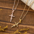 Multicolored Elegant Infinity Heart Cross Pendant Necklace