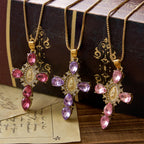 Luminous Our Lady Cross with Zircon Necklace: Warm Comfort for Faithful Hearts