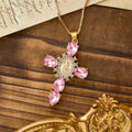 Luminous Our Lady Cross with Zircon Necklace: Warm Comfort for Faithful Hearts
