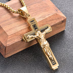 Crafted Jesus Crucifix Titanium Necklace