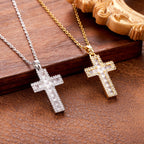 Sparkling Zircon Cross Pendant Necklace: Radiant Faith for Daily Wear