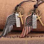 Vintage Angel Wing & Cross Necklace: His Care for Daily Wear