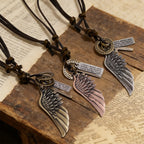 Vintage Angel Wing & Cross Necklace: His Care for Daily Wear