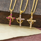 Faith - Symbol Cross Necklace with Monthly Birthstone Accents