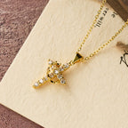 Faith - Symbol Cross Necklace with Monthly Birthstone Accents