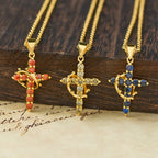 Faith - Symbol Cross Necklace with Monthly Birthstone Accents