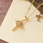 Faith - Symbol Cross Necklace with Monthly Birthstone Accents