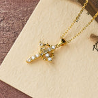 Faith - Symbol Cross Necklace with Monthly Birthstone Accents