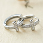 Elegant Dual-Color Cross Huggie Hoops: Timeless Beauty of Faith