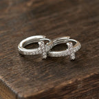 Elegant Dual-Color Cross Huggie Hoops: Timeless Beauty of Faith VIP