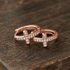 Elegant Dual-Color Cross Huggie Hoops: Timeless Beauty of Faith
